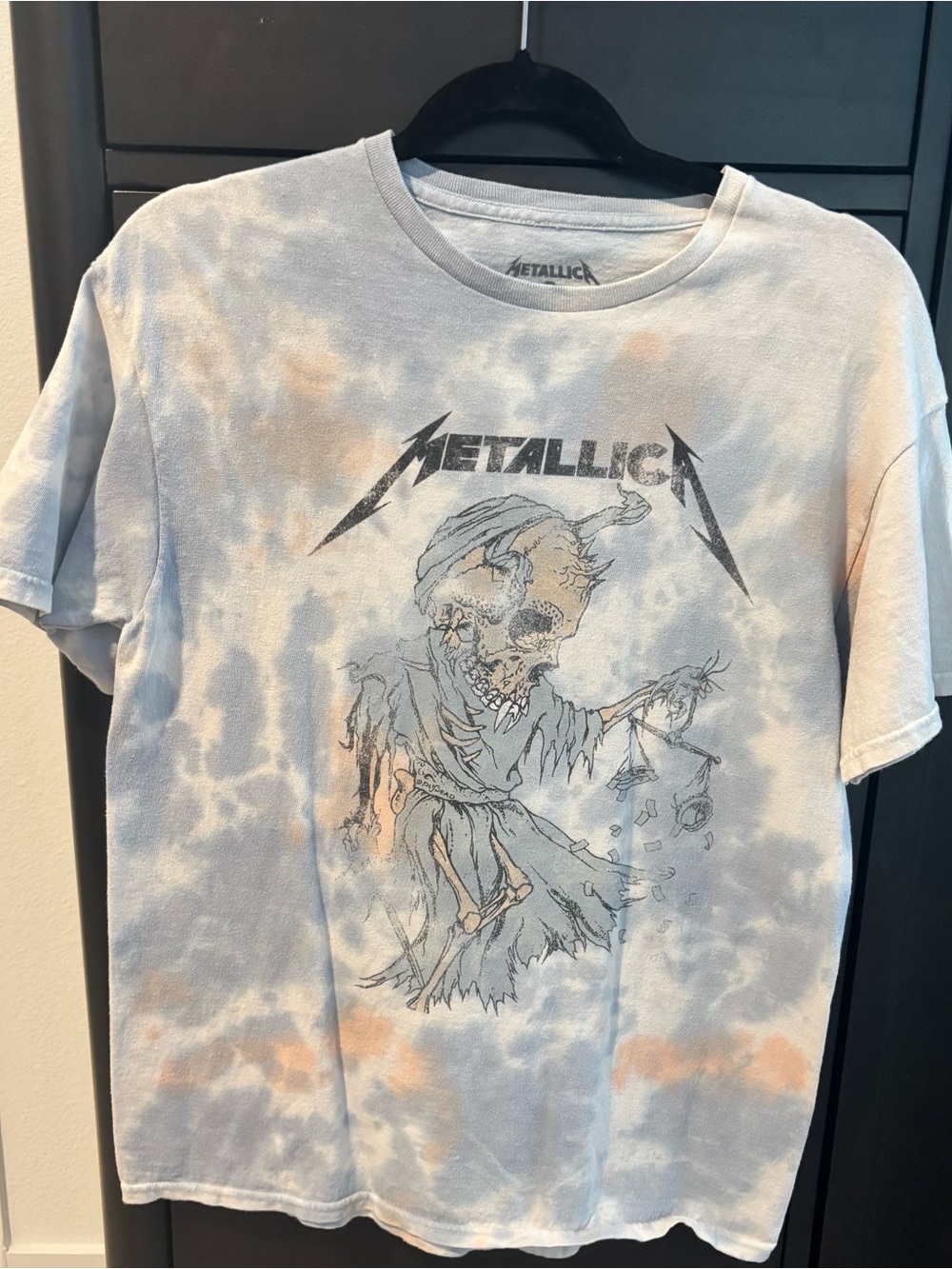 Metallica Tie-Dye Short Sleeve Graphic Tee - Light Blue & Peach